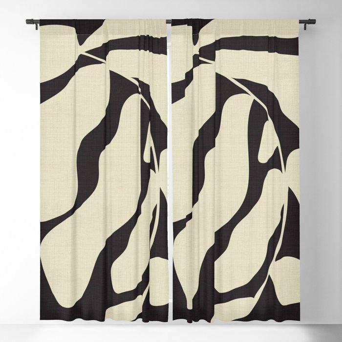 matisse leaf black and sand-white Blackout Curtain