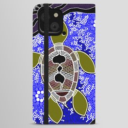 Authentic Aboriginal Art - Sea Turtles iPhone Wallet Case