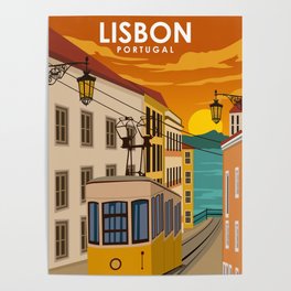 Lisbon Portugal City Travel Poster Poster