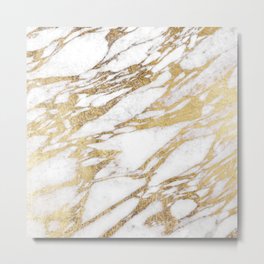 Chic Elegant White and Gold Marble Pattern Metal Print | Elegant, Cute, Trendy, Moderntrends, Chic, Stylish, Whitemarble, Chictrends, Marblestone, Graphicdesign 