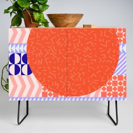 Sunny Sun Day Retro Patterned Abstract Art Credenza