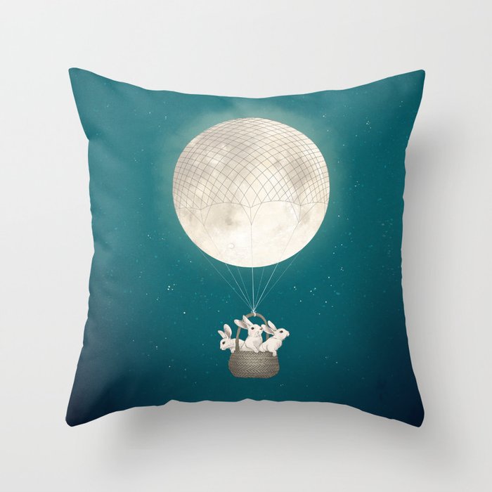 moon bunnies Throw Pillow