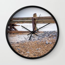 Seaside groynes, Norfolk Coast Wall Clock