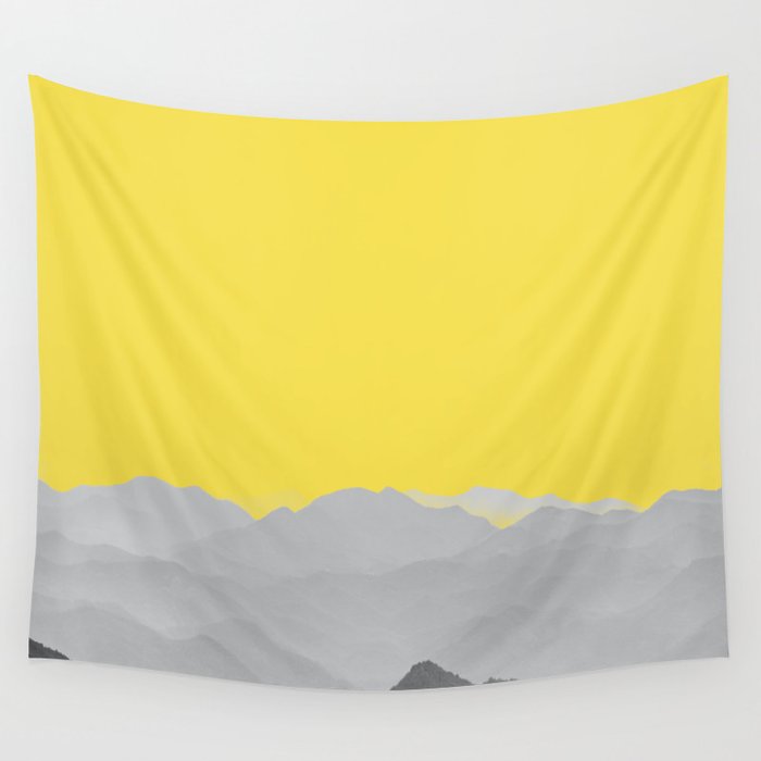 Illuminating Yellow 2021 Color Of The Year Pantone Mountains Adventure Forest Wall Tapestry
