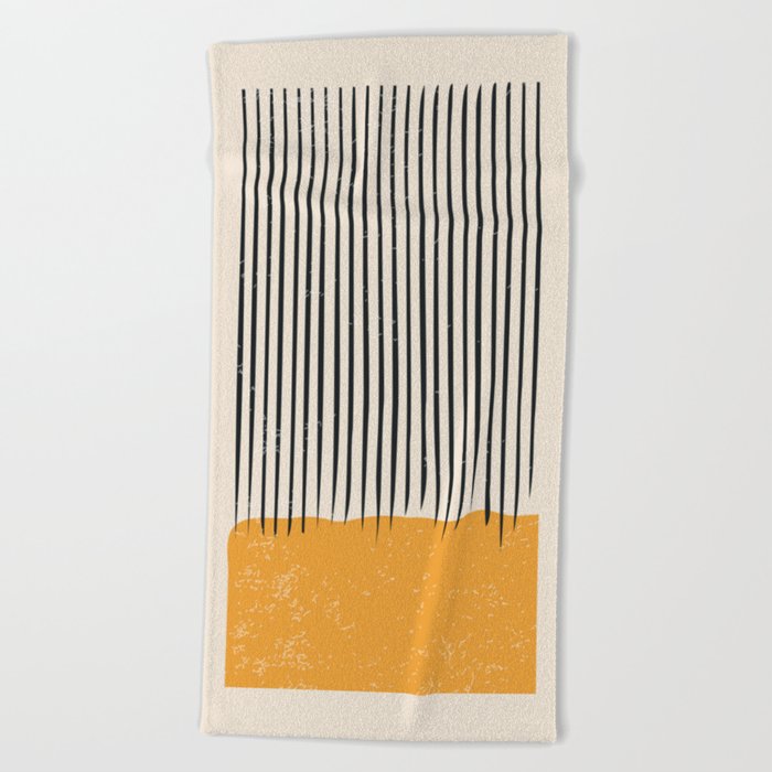Mid Century Modern Minimalist Rothko Inspired Color Field With Lines Geometric Style Beach Towel