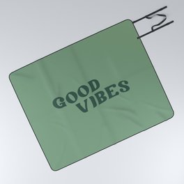 Good Vibes 2 sage Picnic Blanket