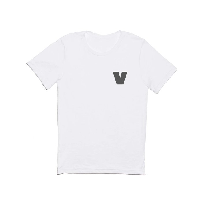 v (Grey & White Letter) T Shirt