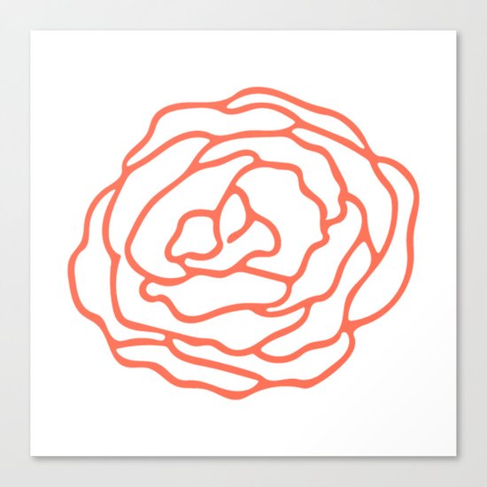 Rose Deep Coral on White Canvas Print