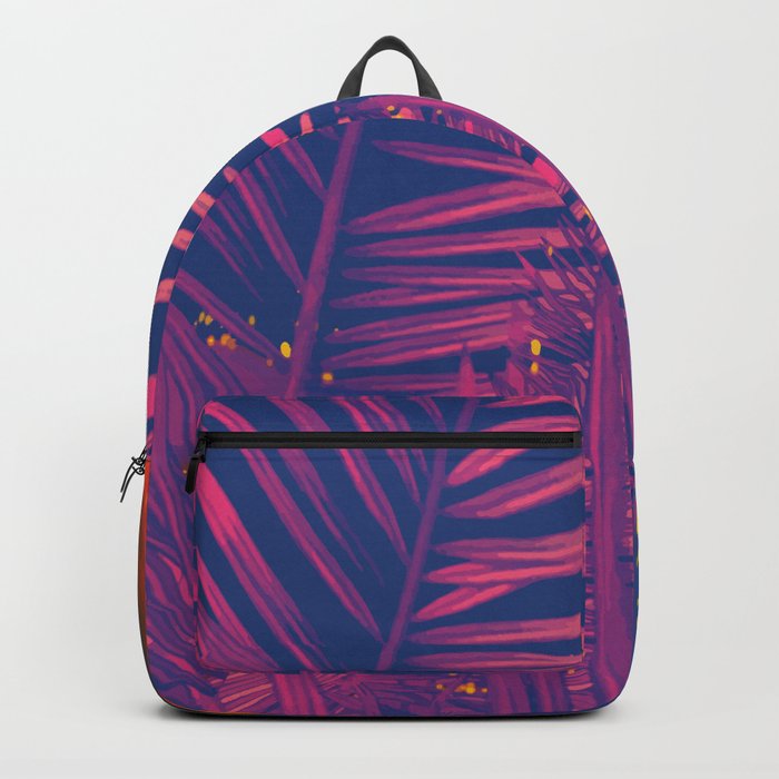 Pink Palms With Fireworks Backpack