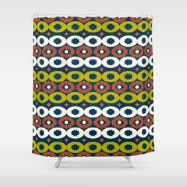 Color seamless pattern with oval shapes in African style. Geometric Pattern. Abstract texture design Shower Curtain