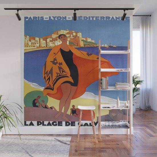 Get Wallpaper Vintage Poster La Plage De Calvi La Corse France Wall Mural By For Android Free