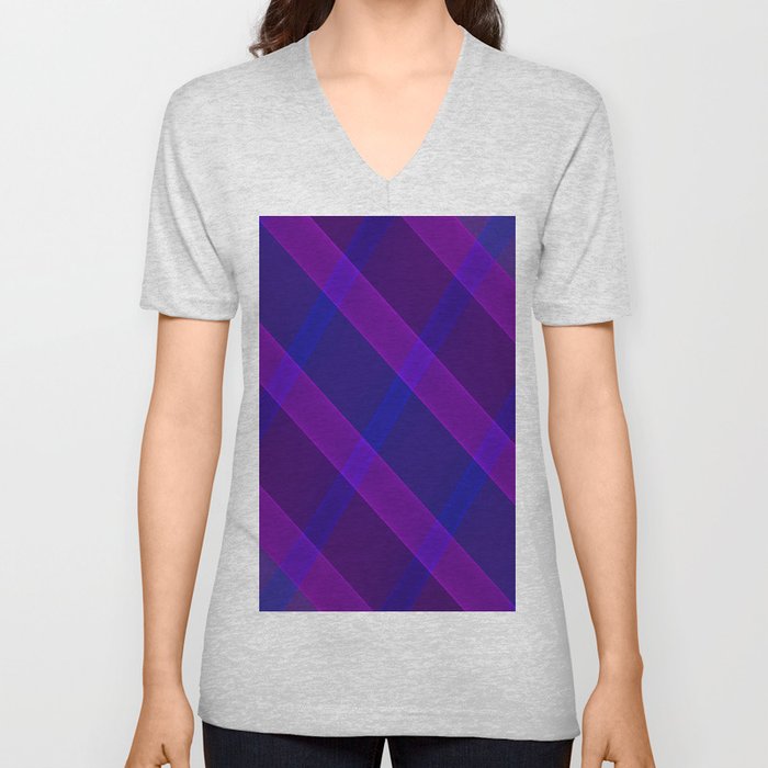Geometric pattern design in purple and blue shades V Neck T Shirt