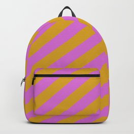 [ Thumbnail: Orchid & Goldenrod Colored Pattern of Stripes Backpack ]
