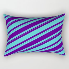 [ Thumbnail: Indigo & Turquoise Colored Striped/Lined Pattern Rectangular Pillow ]