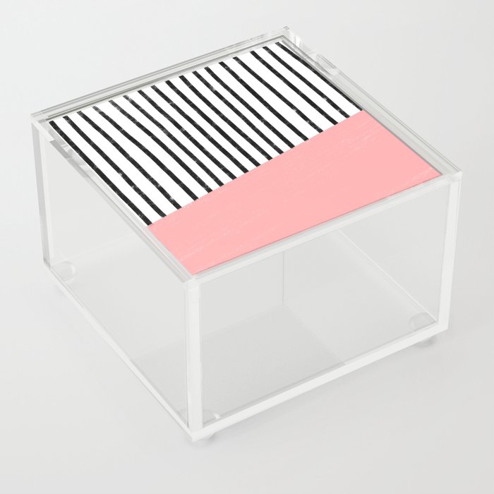 Handmade Stripe Block Pattern (pink/white/black) Acrylic Box