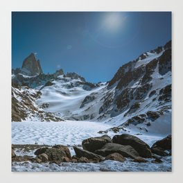 Argentina Photography - Mountain Covered In Snow Under The Blue Sky Canvas Print