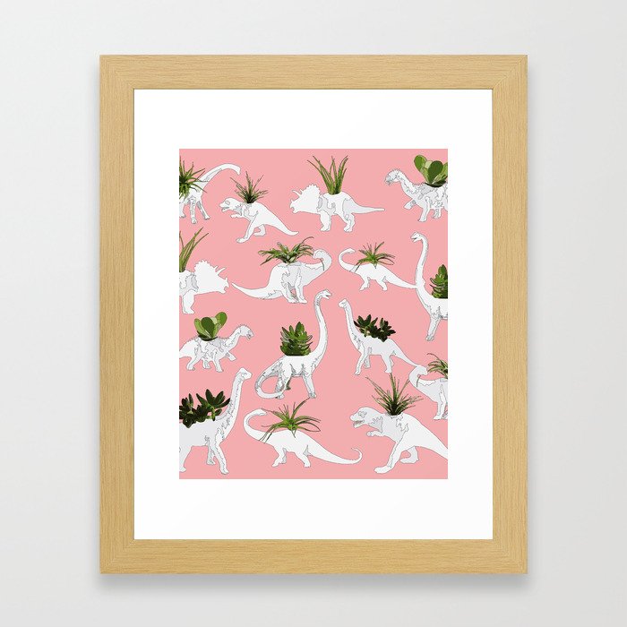 Dinosaurs & Succulents Framed Art Print