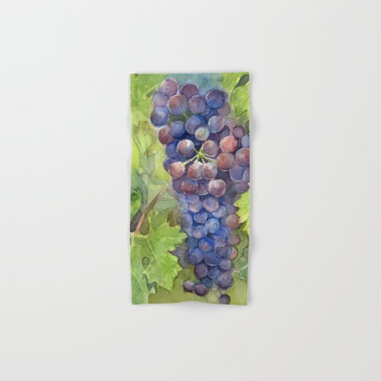Grapes Watercolor Fruit Food Wine Lovers Hand & Bath Towel