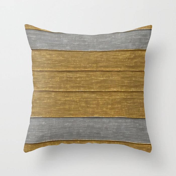 Luxury Linen Trendy Silver Gold Texture Collection Throw Pillow