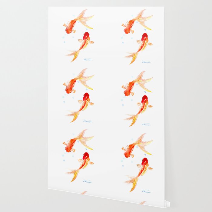 Goldfish Two Koi Fish Feng Shui Yoga Asian Meditation Design Wallpaper By Sureart Society6