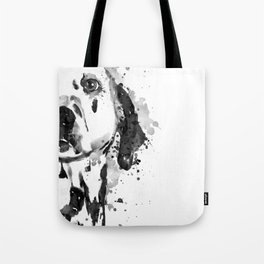 Black And White Half Faced Dalmatian Dog Tote Bag
