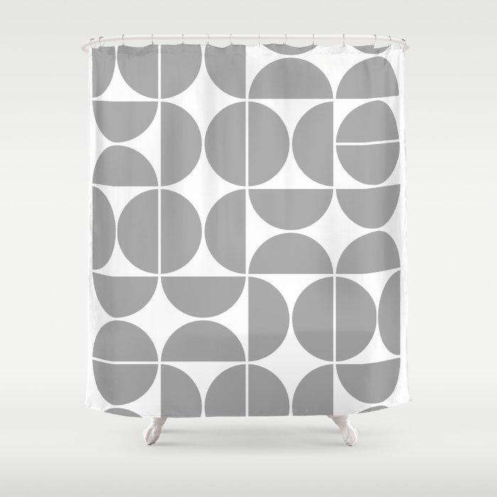 Mid Century Modern Geometric 04 Grey Shower Curtain