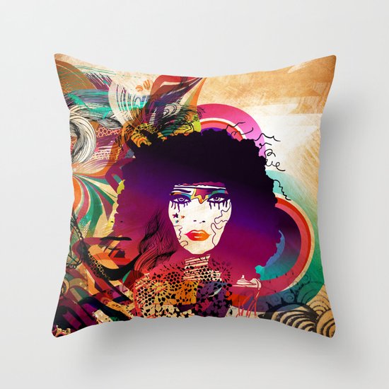 Afro Girl Throw Pillow