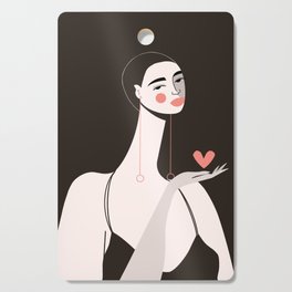 Girl With Pink Heart Cutting Board