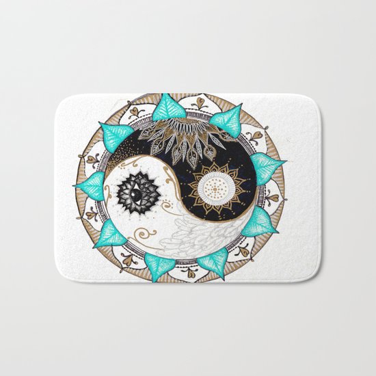 Yin and Yang Mandala Bath Mat