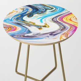 Fluid Liquid Paint Pattern Side Table