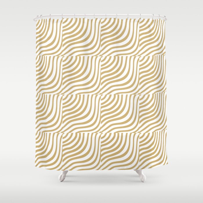 Gold Striped Shells Shower Curtain