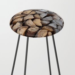 Old and new stacked firewood Counter Stool