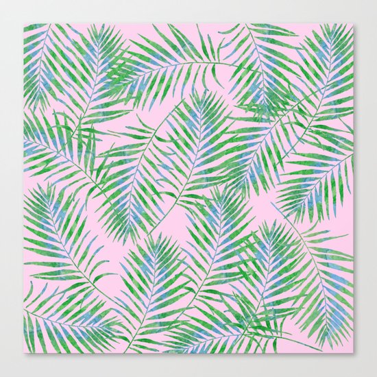 Fern Leaves Pink Canvas Print