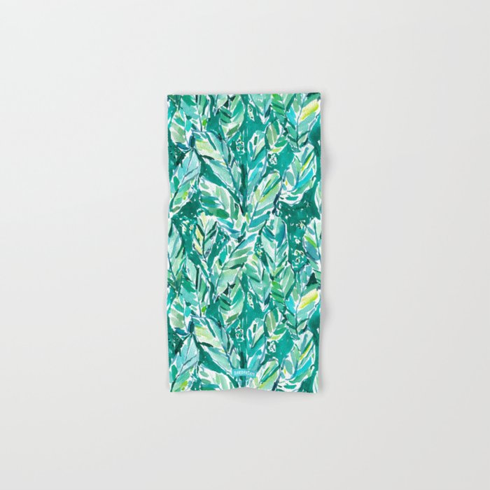 Banana Leaf Jungle Green Tropical Hand Bath Towel By Barbraignatiev Society6