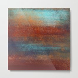 Rust & Turquoise Mint Patina  _Abstract Brush Strokes Painting collection Metal Print