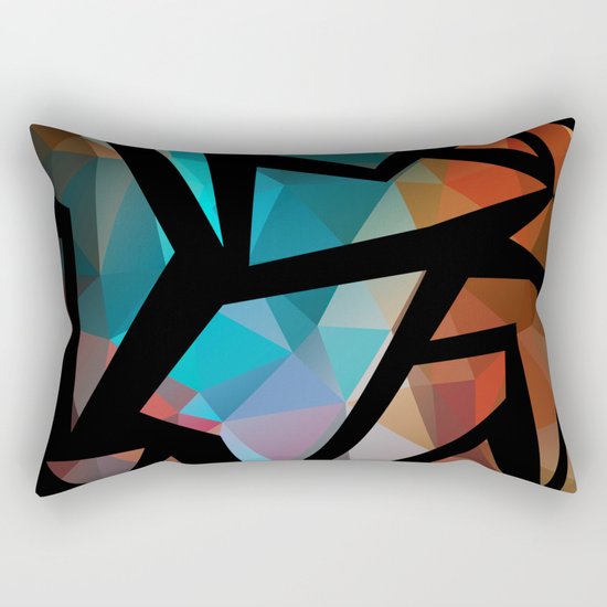 Abstract background of triangles polygon print. Bright dark design colors Rectangular Pillow