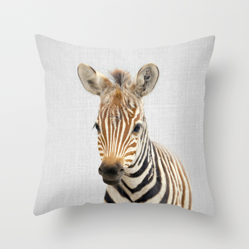 Baby Zebra - Colorful Throw Pillow by 