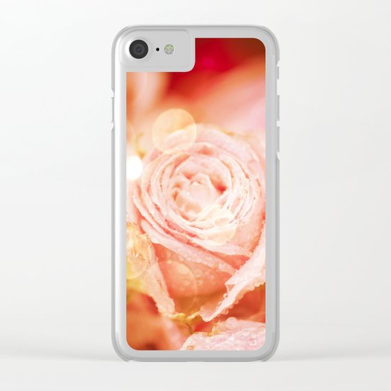 Roses with waterdroplets and bokeh Clear iPhone Case