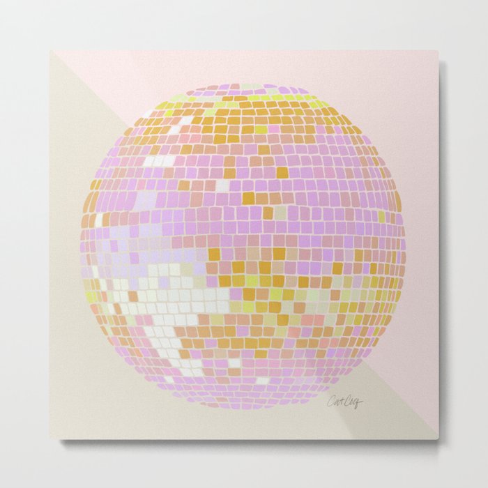 Disco Ball – Peach Metal Print