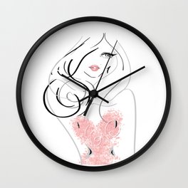 fashion illustration blush girl Wall Clock