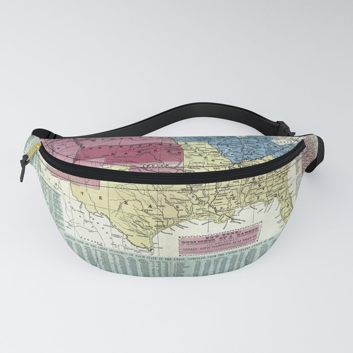 United States-National political map-1856 vintage pictorial map  Fanny Pack
