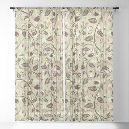 Flowers and Ladybug Decorative Design Sheer Curtain