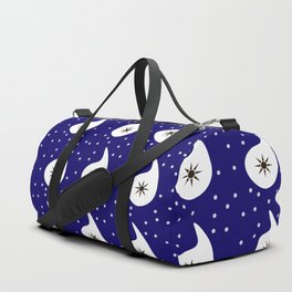 Navy Blue Paisley Polka Dot Pattern Duffle Bag