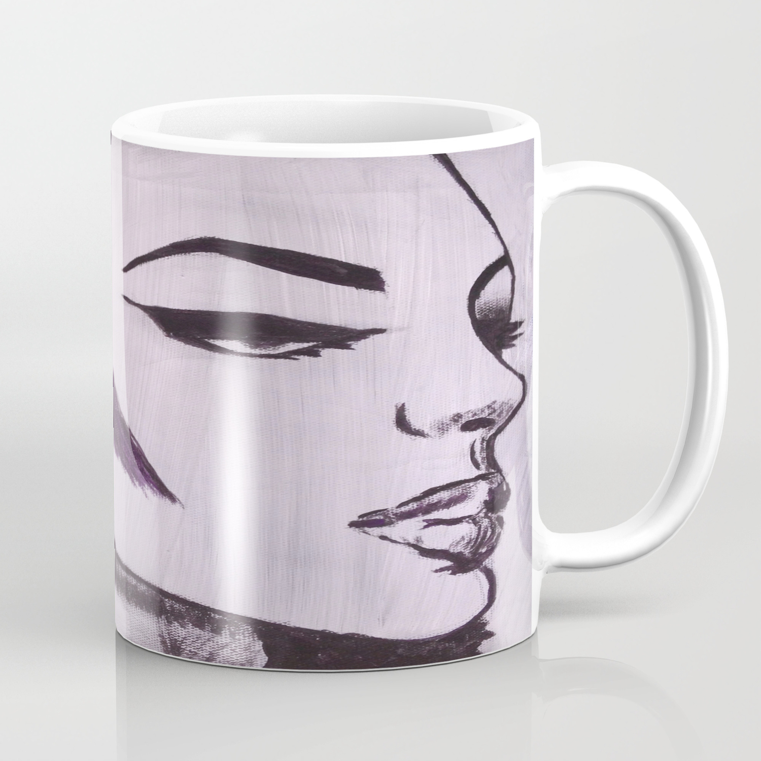 Woman Original Oil Painting On Canvas Gray Purple Coffee Mug By