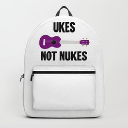 Ukes Not Nukes Backpack | Hippie, Political, Uke, Peace, Ukelele, Cute, Graphicdesign, Slogan, Antiwar, Hipster 
