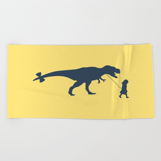 Walking my beast Beach Towel