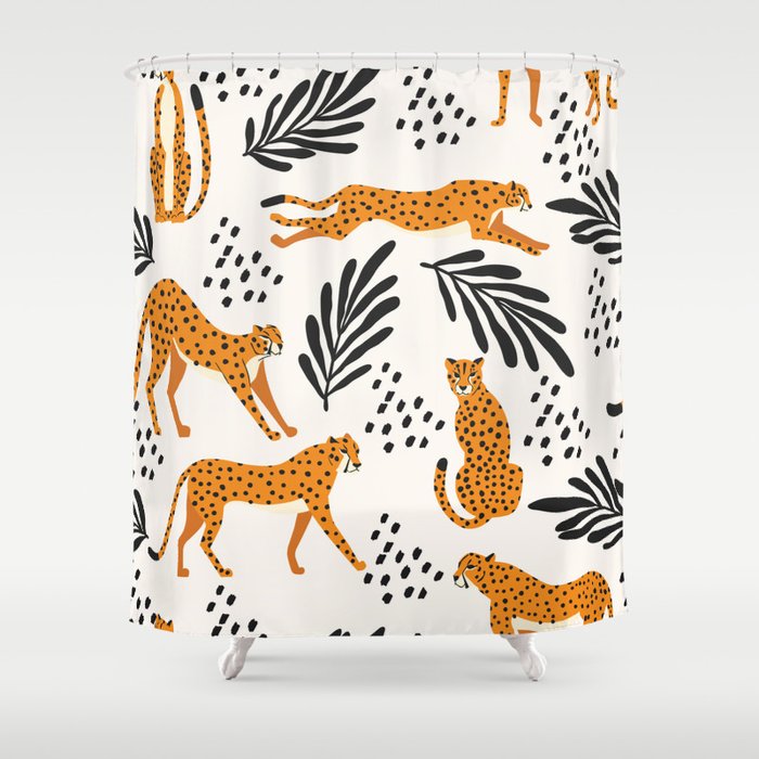 Cheetahs pattern on white Shower Curtain