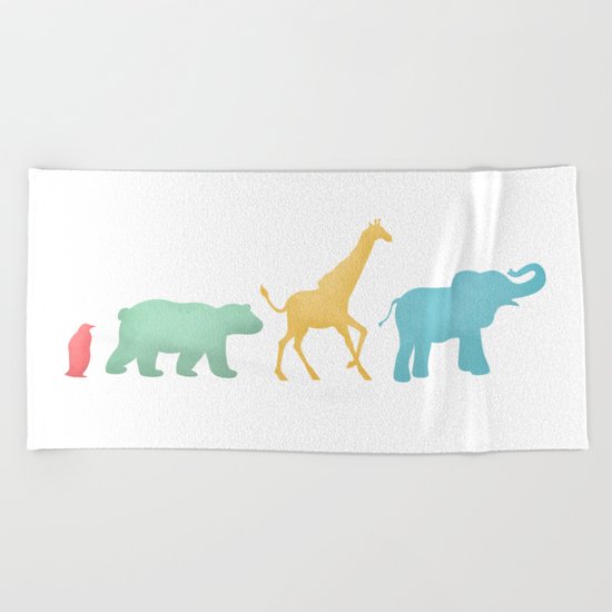Baby Animal Silhouettes Beach Towel