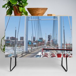 South Africa Photography - Double-Decker Bus Driving Over A Bridge Credenza
