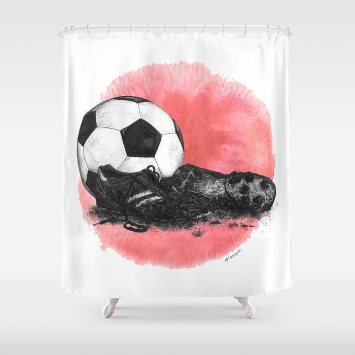 Red Football Shower Curtain By Ncw Society6